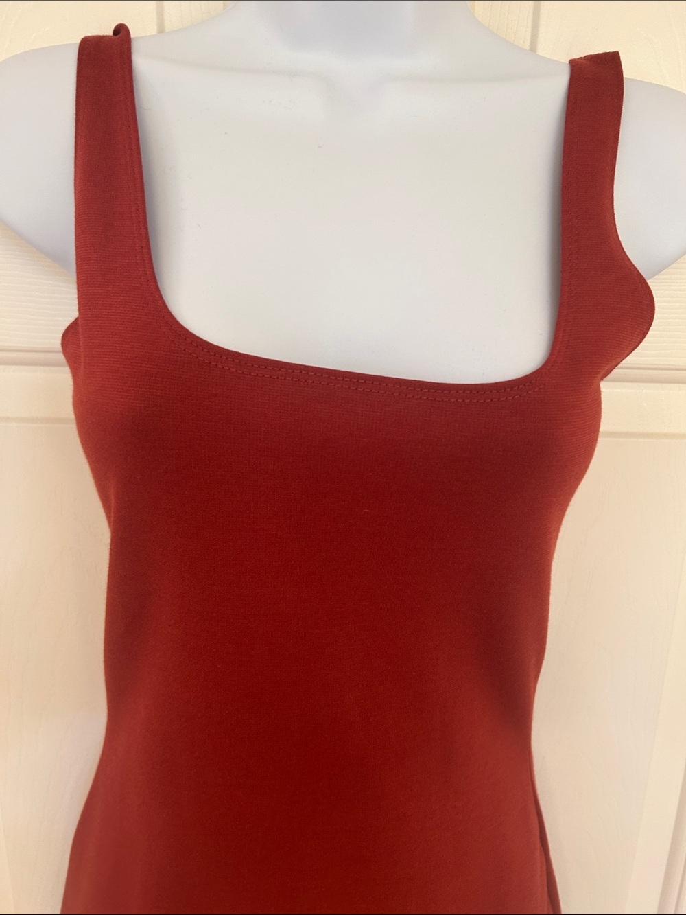 NWT Cotton On Kimi Scooped Bodycon Midi Dress Rosewood Rust Red NWT, Size S - Picture 3 of 7